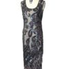 1920'S VINTAGE BEADED FRINGE EVENING GATSBY GOWN THE PEACOCK  BLACK IRIDESCENT