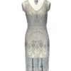 LUXURY 1920’s BEADED FLAPPER PANEL DRESS - SILVER - THE STARLET