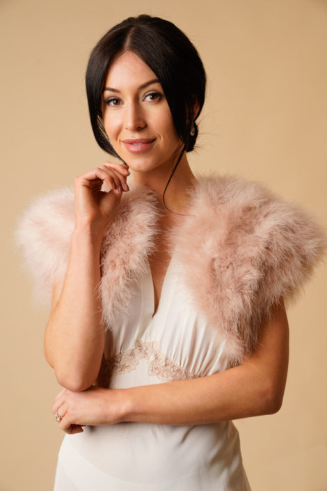pink feather bolero
